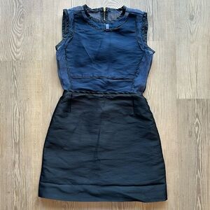 Victoria Beckham Navy and Black Sleeveless Dress size 4 mesh paneling 100% silk